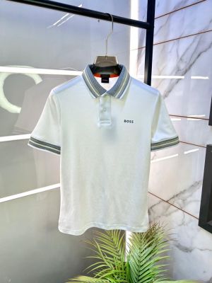 Hugo_Boss White Premium Collar Neck Polo T-shirt F2640-WH