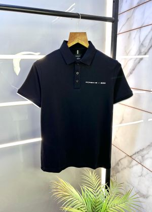 Boss x Porsche Edition Black Collar Neck Premium Polo T-shirt F1829-BL