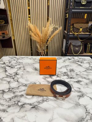 HERMES PREMIUM BELT WITH OG BOX DUST BAG TAN H49