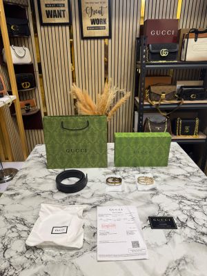 GUCC_I BLACK EMBOSSED BELT COMBO SNAKE-STYLE BUCKLE INCLUDES BOX DUST BAG AND CARRY BAG (12)