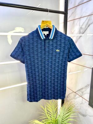 Lacost e Blue Monogram Polo Premium Collar Neck T-shirt F3184-BU