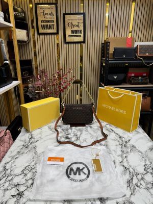 Michael_Kors Signature Pvc Shoulder Bag With Box And Dust Bag Including Carry Bag (Brown)