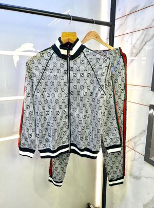 Gucc i Imported White Monogram Super Premium Track Suit With Brand Carry Bag F3149-WH