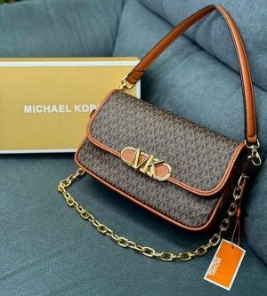 MICHAEL_KORS MK PARKER LEATHER SHOULDER BAG WITH OG BOX AND DUST BAG WITH SHOULDER STRAP WITH CARRY BAG (BROWN)