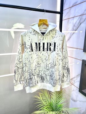 Amir i Imported Allover Printed White Super Premium Hoodie F1386-WH
