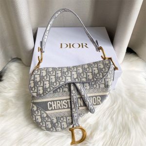 Dior_Saddle_Oblique_Grey_Embroidery_ShoulderBag_With_OriginalBox_DustCover