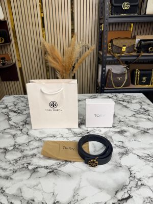 Tory_Burch Pave Double T Logo Iconic Belt (T55-Black)