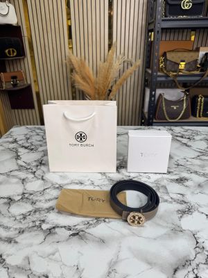 TORRY BURCH PREMIUM QUALITY BELT WITH OG BOX DUST BAG & CARRY BAG T56 GREY