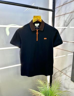 Lacost e Black Polo Premium Collar Neck T-shirt F2870-B2