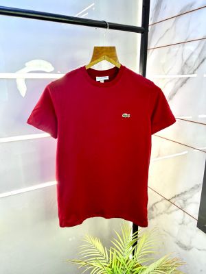 Lacost e Maroon Embroidery Logo Round Neck Premium T-shirt F2995-MA