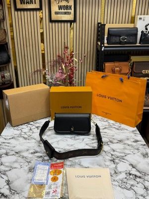 LOUIS_VUITTON OFFICIER POUCH SLING BAG WITH OG DUST BAG & DOUBLE BOX INCLUDING CARRY BAG PREMIUM QUALITY [ BLACK]