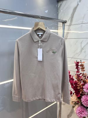 Lacost e Beige Premium Cotton Lycra Pique fabric Polo Full Sleeves Tshirt with Embroidered Logo 3294