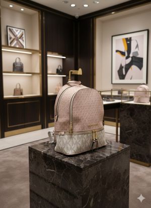 Michael_kors Rhea backpack double zipper with dust bag(0089-1-pink-pink)