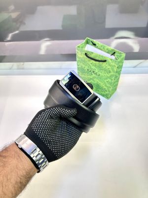 Gucc_i Belt Auto Lock Silver Fa 92