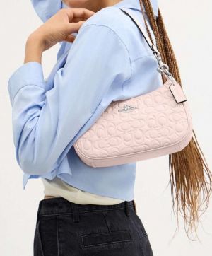 Coach_terry embossed pink shoulder bag with box premium quality