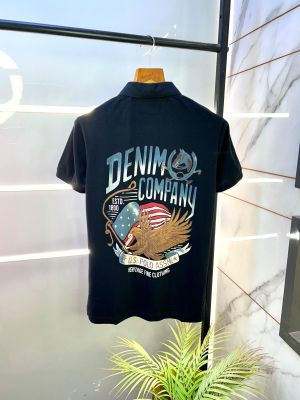 Us Polo Black Back Printed Collar Neck Premium T-shirt F2845-B1