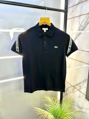 Lacost e Black Polo Premium Collar Neck T-shirt F2870-B1