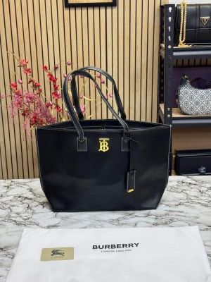 Burberr_y Tb Smooth Leather Tote Bag With Dust Bag (Black)