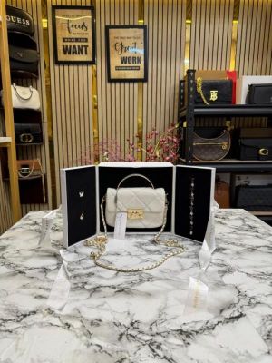 Charles & Keith Boxy Quilted Top Handle Bag Gift Set (White)