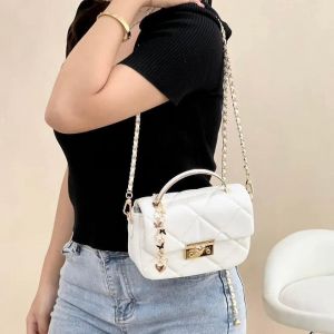 Charles & Keith Boxy Quilted Top Handle Bag Gift Set Slightly Damage Black Box (White)