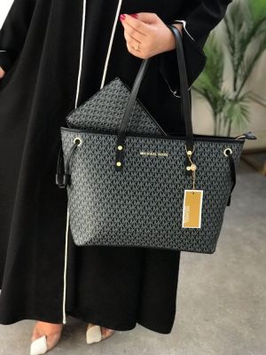 Michael_Kors Jet Set Travel Tote With Wallet (Black)