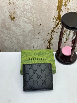 GUCC_I BIG GG PLAIN WALLET BLACK WITH OG BOX EMBOSSED- MODEL NO -1