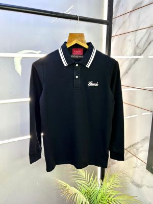 Gucc i Black Polo Neck Full Sleeves Premium Collar T-shirt F3083-BL