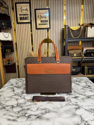 Michael_Kors Flap Mk Print Laptop Bag Premium Quality With Strap (Brown 1977-5)