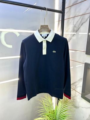 Lacost e Navy Polo Neck Full Sleeves Premium Collar T-shirt F3235-NY