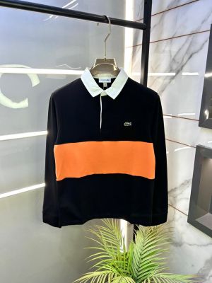 Lacost e Black Polo Neck Full Sleeves Premium Collar T-shirt F3235-B2
