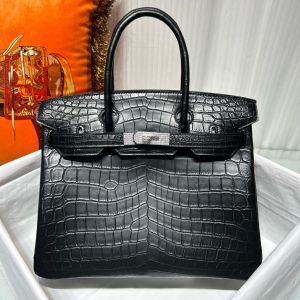 Hermes_ Birkin Handbag  in Shiny  Crocodile Leather Bag with Dust Cover premium quality