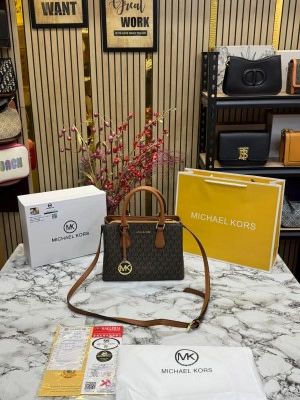 Michael_Kors Camille Satchel Bag With Box And Dust Bag Including CarryBag (Brown)