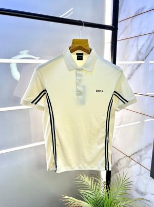 Hugo_Boss Off-white Premium Collar Neck Polo T-shirt F2876-OF2
