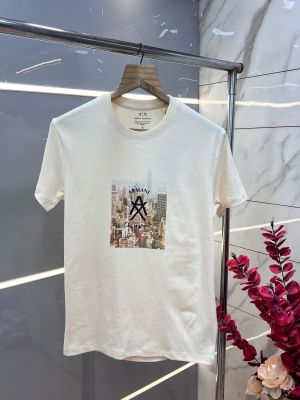 Arman i Exchange Cream Premium Imported 240 GSM Interlock Fabric Round Neck Printed Logo Tshirt 3328