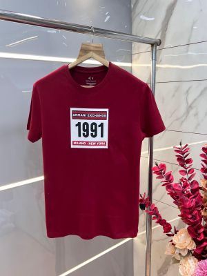 Arman i Exchange Red Premium Imported 240 GSM Interlock Fabric Round Neck Printed Logo Tshirt 3321