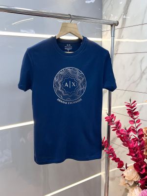 Arman i Exchange Inkblue Premium Imported 240 GSM Interlock Fabric Round Neck Printed Logo Tshirt 3326