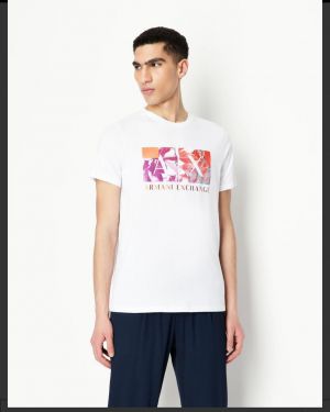 Arman i Exchange White Premium Imported 240 GSM Interlock Fabric Round Neck Printed Logo Tshirt 3018