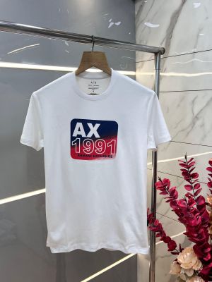 Arman i Exchange White Premium Imported 240 GSM Interlock Fabric Round Neck Printed Logo Tshirt 3322