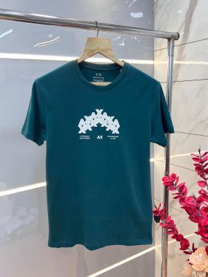 Arman i Exchange Green Premium Imported 240 GSM Interlock Fabric Round Neck Printed Logo Tshirt 3324