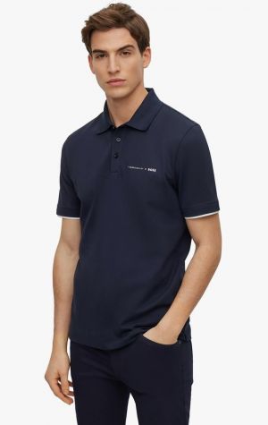 Boss x Porsche Edition Navy Collar Neck Premium Polo T-shirt F1829-NY