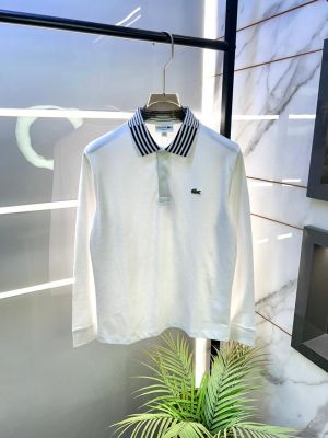Lacost e White Polo Neck Full Sleeves Premium Collar T-shirt F3235-W1