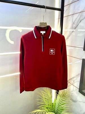 Lacost e Maroon Polo Neck Full Sleeves Premium Collar T-shirt F3235-MA