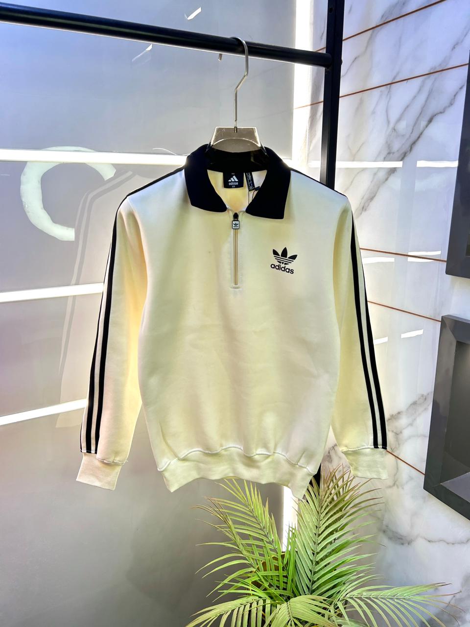 Adida s Off-white Imported Super Premium Half zipper Sweatshirts F3097-OF