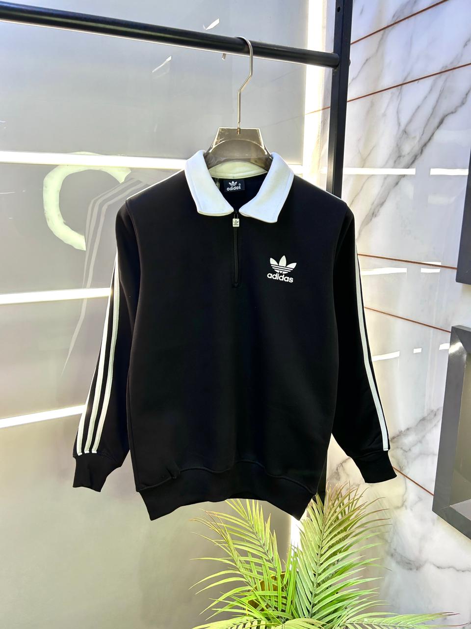 Adida s Black Imported Super Premium Half zipper Sweatshirts F3097-BL