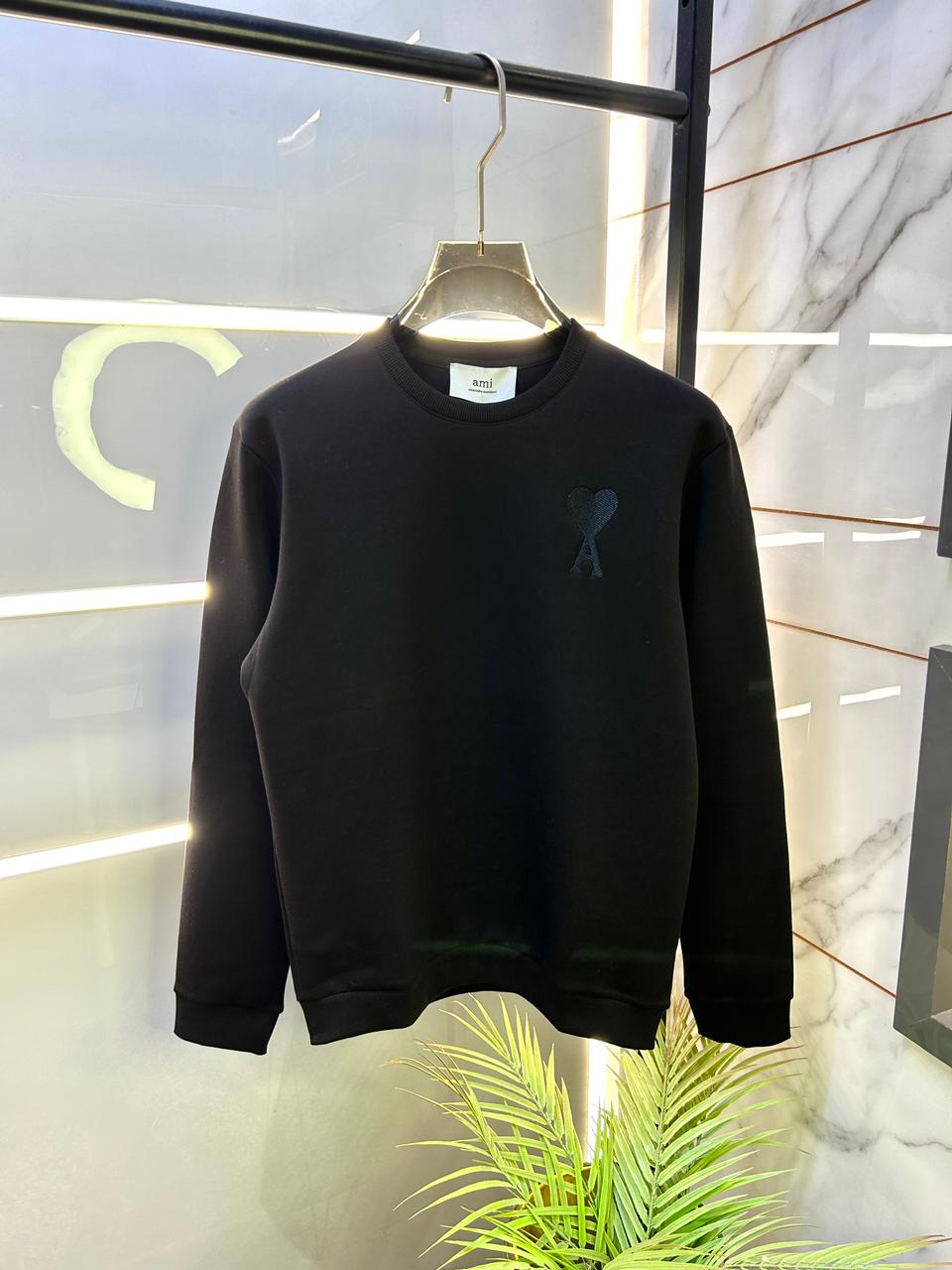 Ami Logo Imported Black Super Premium Sweatshirts F3232-B5