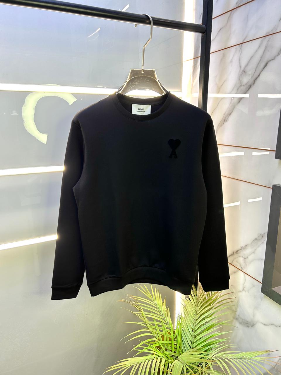 Ami Logo Imported Black Super Premium Sweatshirts F3232-B3
