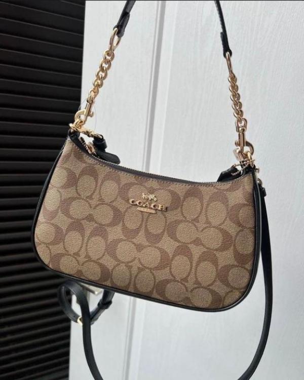 COAC_H Teri Shoulder Bag In Signature Canvas dual belts with og box 443 