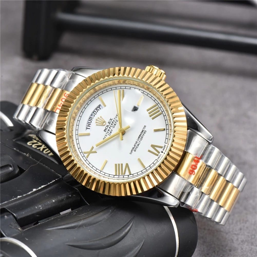 Role_x Oyster Perpetual Day Date 40 Battery 2Ton-Gold-White