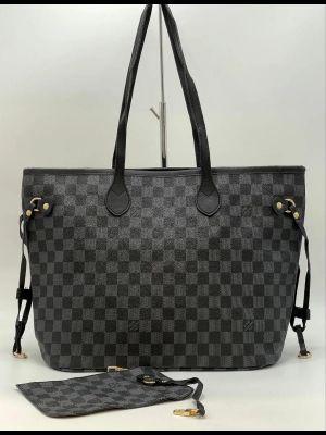 LOUIS_VUITTON NEVERFULL BLACK CHECKS WITH DUST BAG 