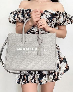 Michael_Kors Mirella East West Medium Tote Pearl Grey MK Signature 87